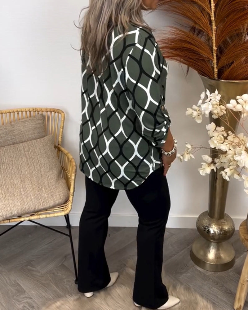 Tanya Casual långärmad blus med vackert mönster
