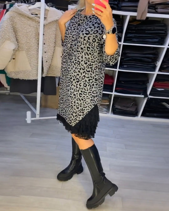 Lea™️ Leopardmönstrad slimmad klänning