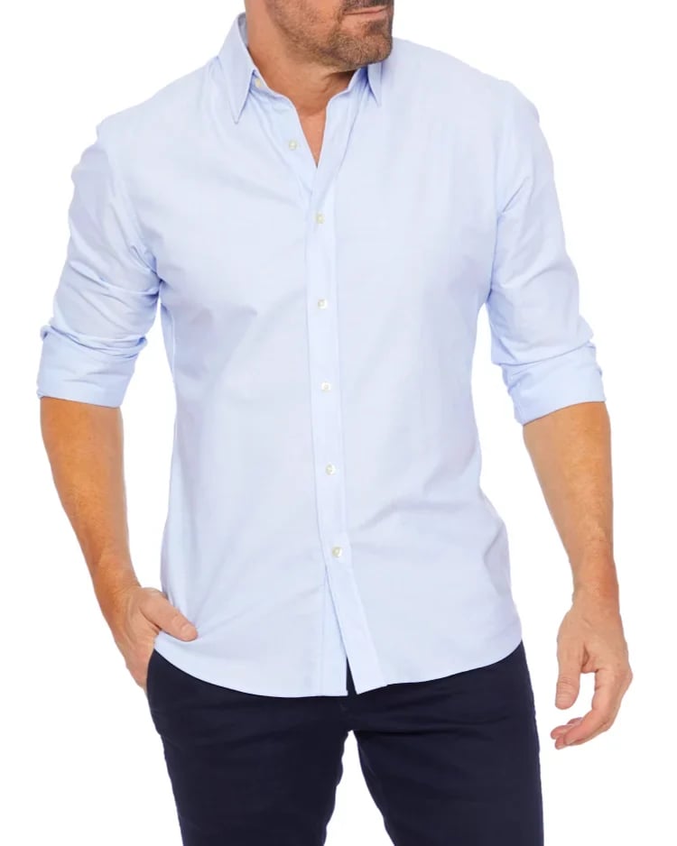 Oxford Sträck Skjorta med dragkedja™ - Se snygg ut samtidigt som du är bekväm hela dagen!