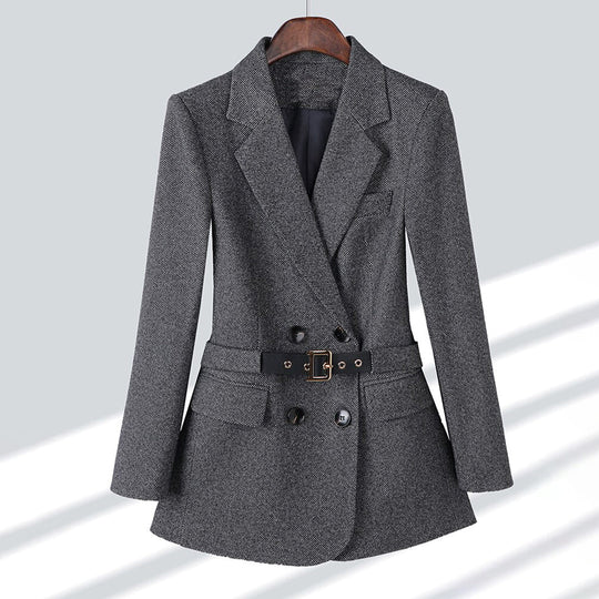 Grå - Chic™- Elegant kavaj med handgjorda detaljer