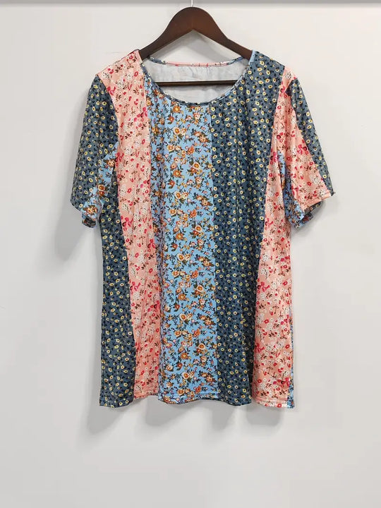 Boho-topp med lapptäckstryck