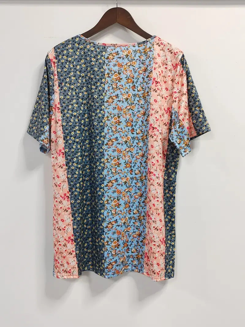 Boho-topp med lapptäckstryck
