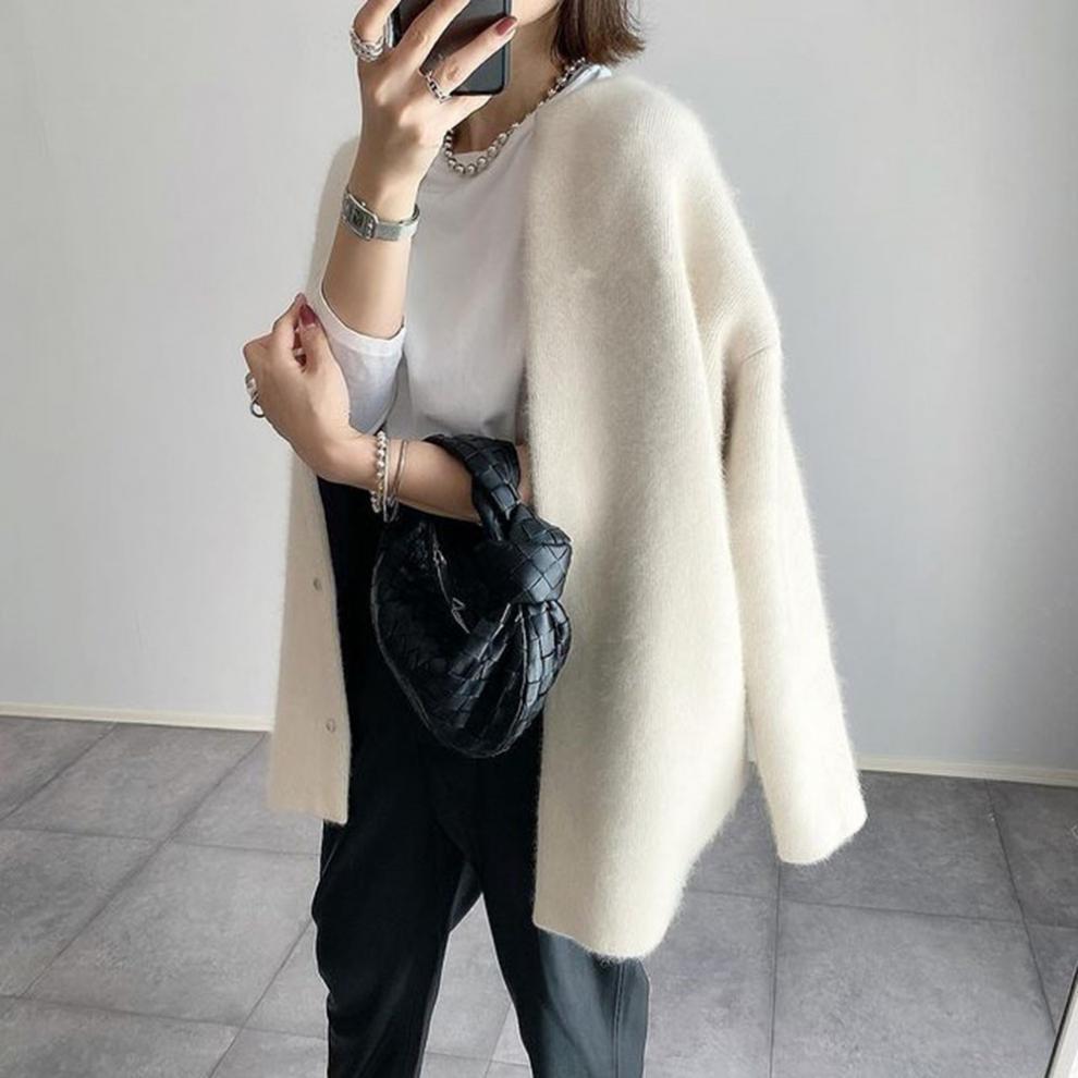 Oversized enfärgad jacka för kvinnor