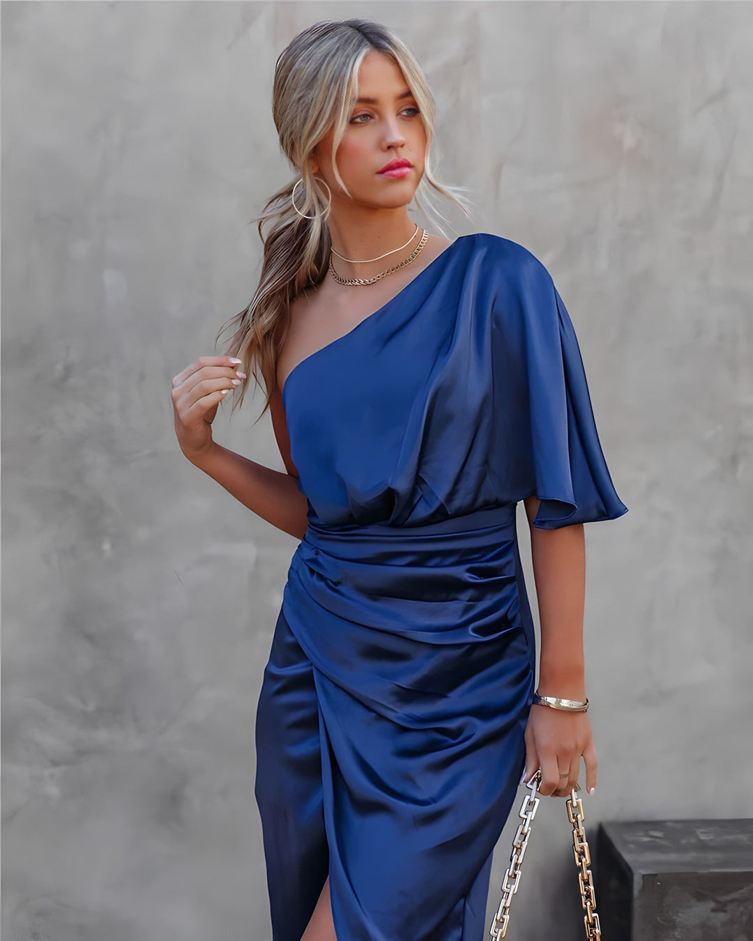 Blå - Allegra - Elegant festklänning i siden