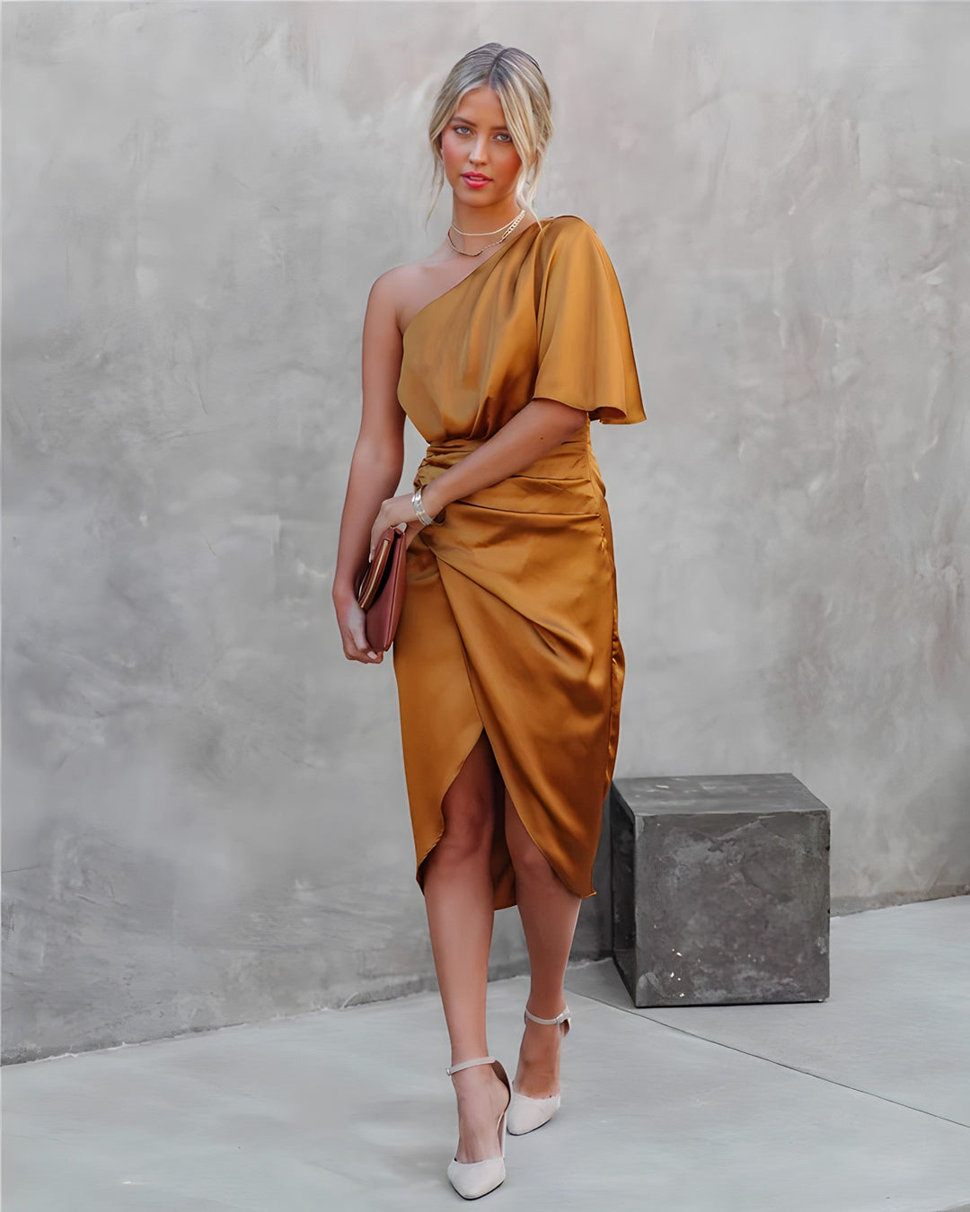 Orange Gron - Allegra - Elegant festklänning i siden