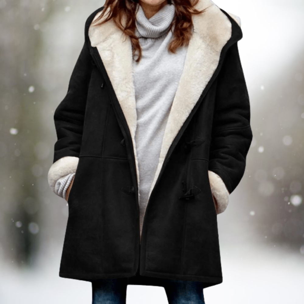 SSvart-vetlana™- Premium jacka med huva i mocka och fleece