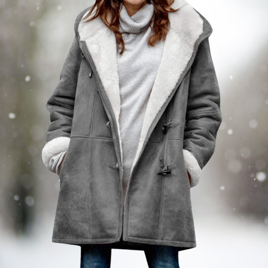  Grå- Svetlana™- Premium jacka med huva i mocka och fleece