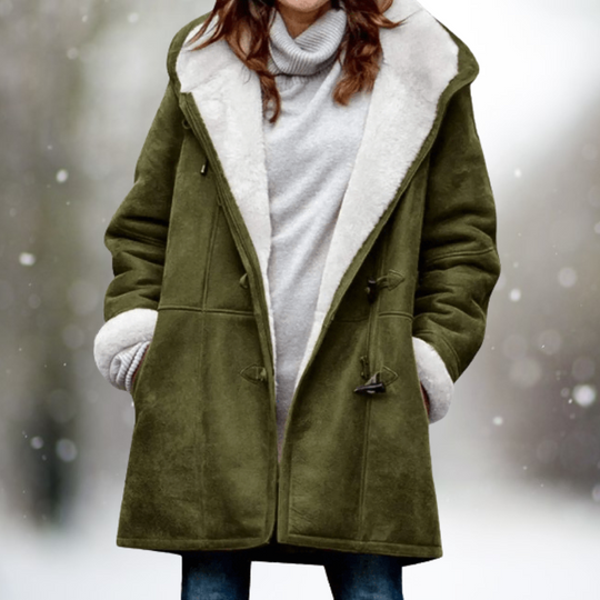 Grön-Svetlana™- Premium jacka med huva i mocka och fleece