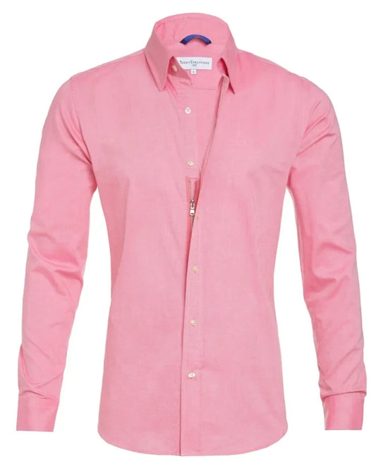 Rosa - Oxford Sträck Skjorta med dragkedja™ 