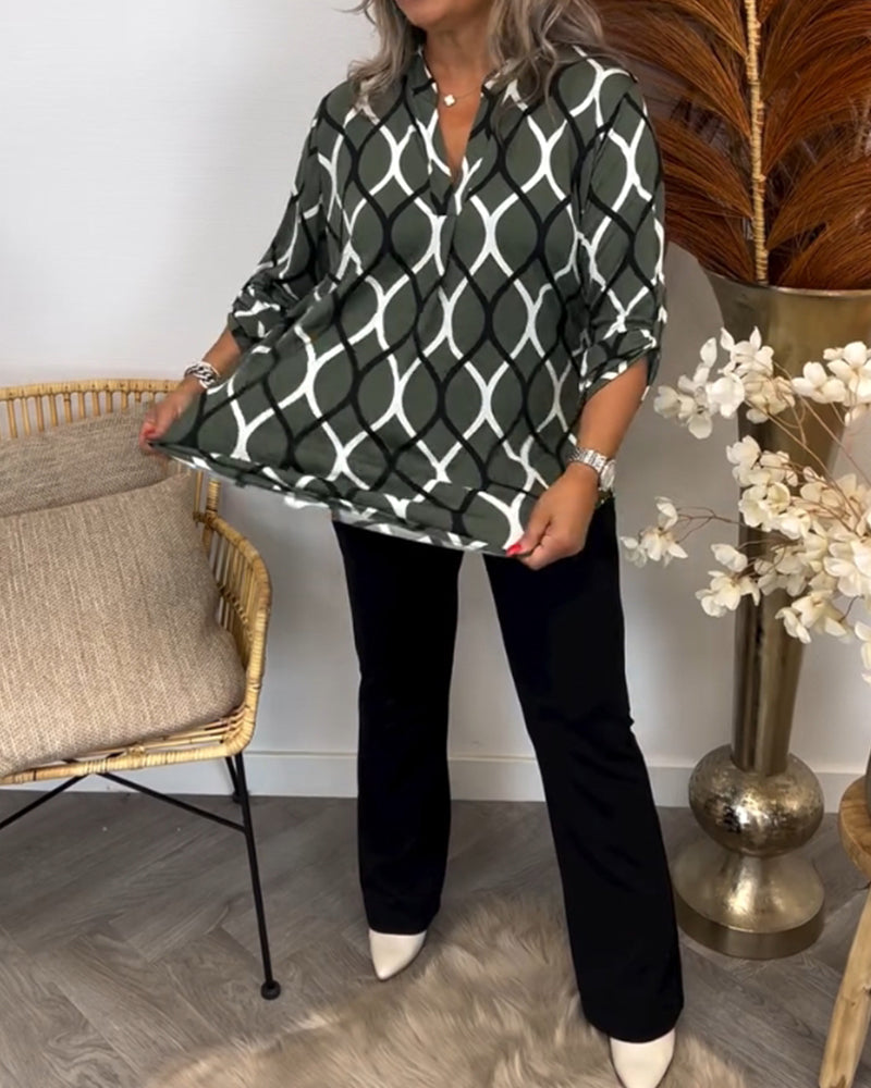 Tanya Casual långärmad blus med vackert mönster
