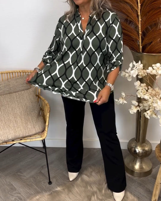 Tanya Casual långärmad blus med vackert mönster