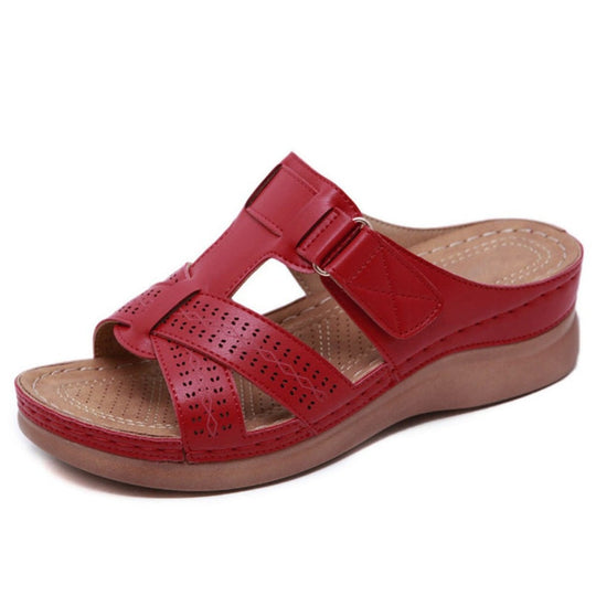Röd - Ortopediska sandaler i läder för kvinnor™