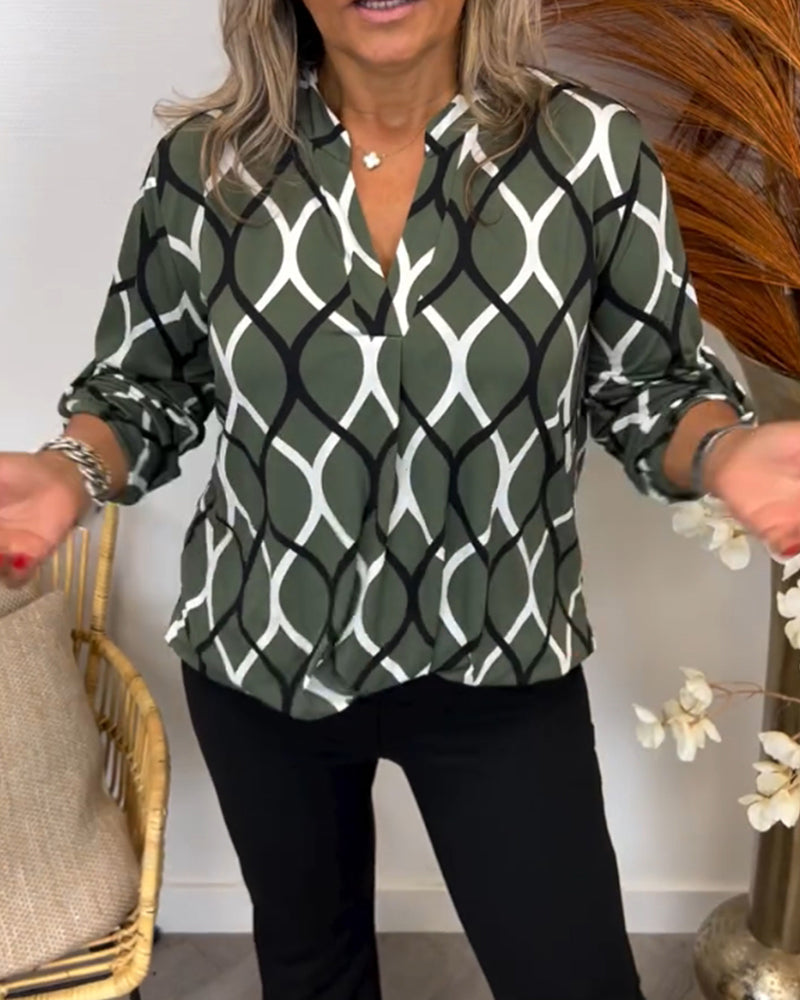 Tanya Casual långärmad blus med vackert mönster