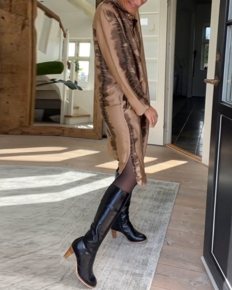 Katarina™️ Klänning med långa ärmar och tryck