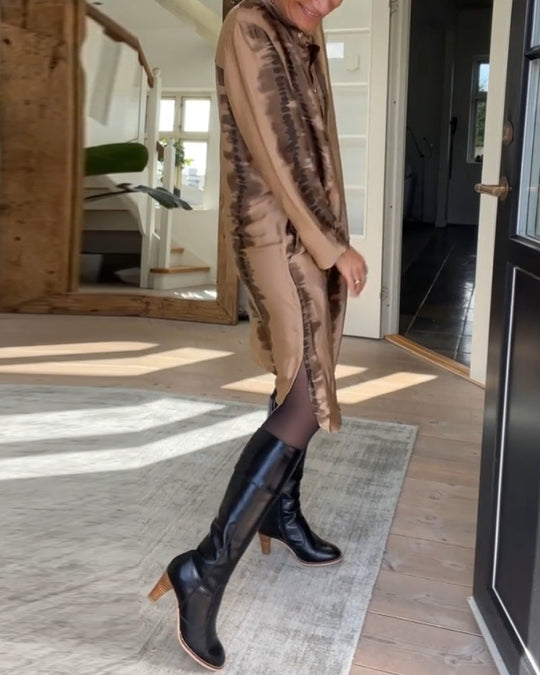 Katarina™️ Klänning med långa ärmar och tryck