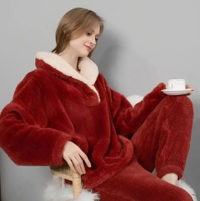 Fluffy Dam Fleece Pyjama Set | Spara På Elräkningen!