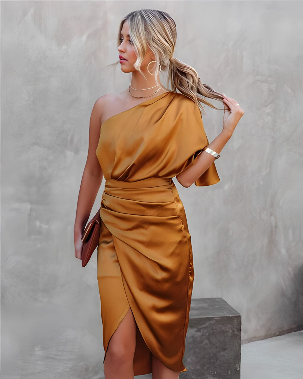 Orange Gron - Allegra - Elegant festklänning i siden