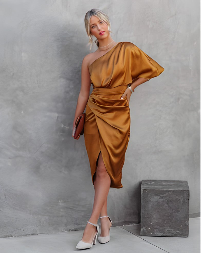 Orange Gron - Allegra - Elegant festklänning i siden