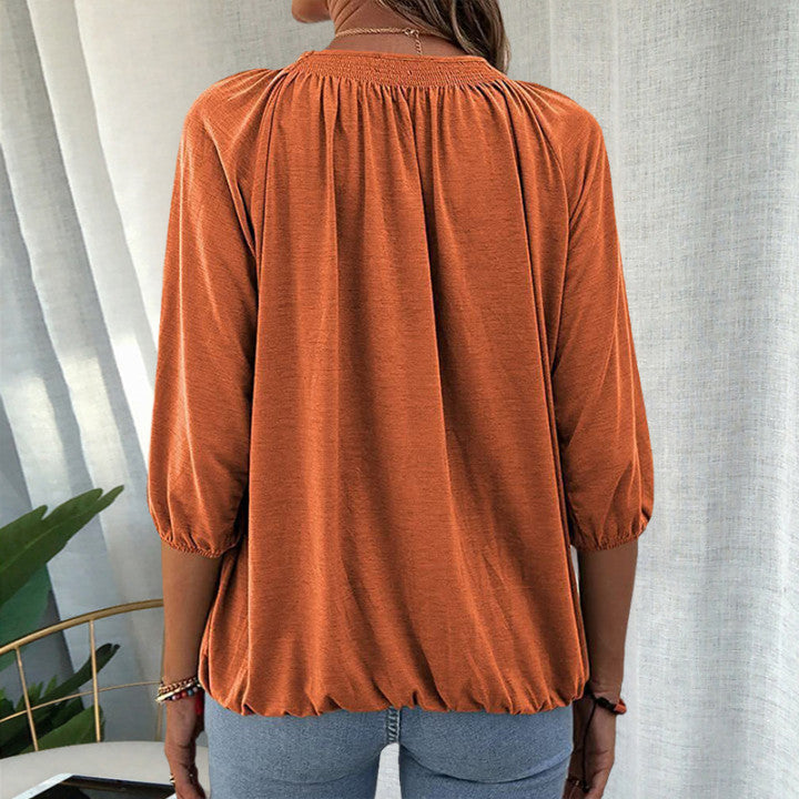 Janine T-shirt med rund hals 3/4-ärm