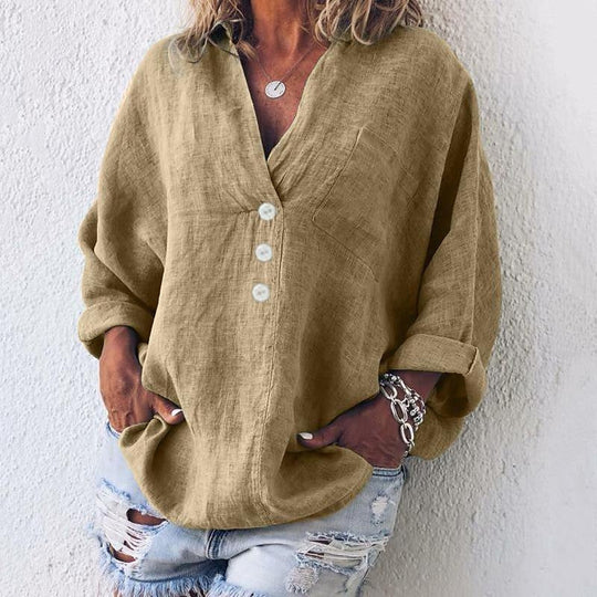 Khaki - Tova™ Väljä ja tyylikäs Paita